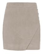 Michelle Mason Suede Wrap Front Mini Skirt