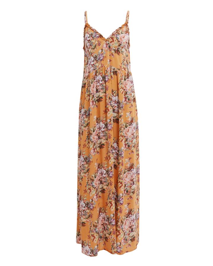 Auguste Bijoux Frill Maxi Dress Orange/floral 12