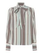 Elizabeth And James Mimi Neck Tie Striped Blouse Blue-med P