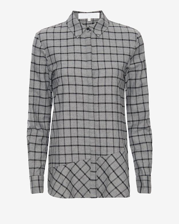 Thakoon Addition Open Back Flannel Shirt: Grey