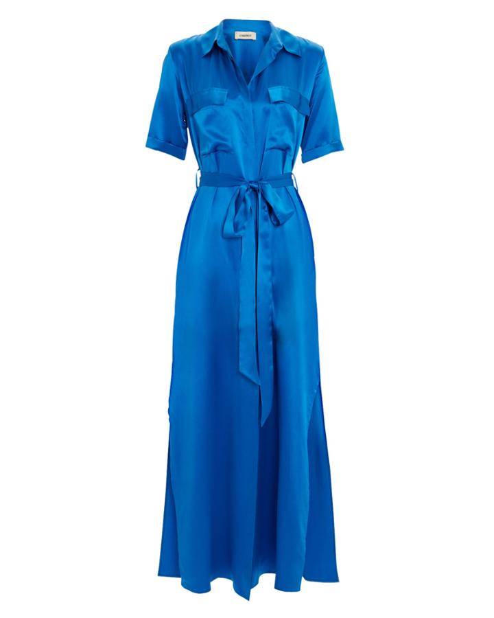 L'agence Klement Silk Shirt Dress Blue-med S