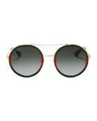 Gucci Bi-color Round Aviator Sunglasses