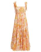 Zimmermann Primrose Crinkle Midi Dress Yellow/orange/floral 1