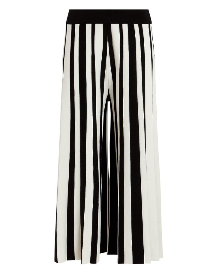 Derek Lam 10 Crosby Wide Leg Stripe Pants Black/white/stripes L
