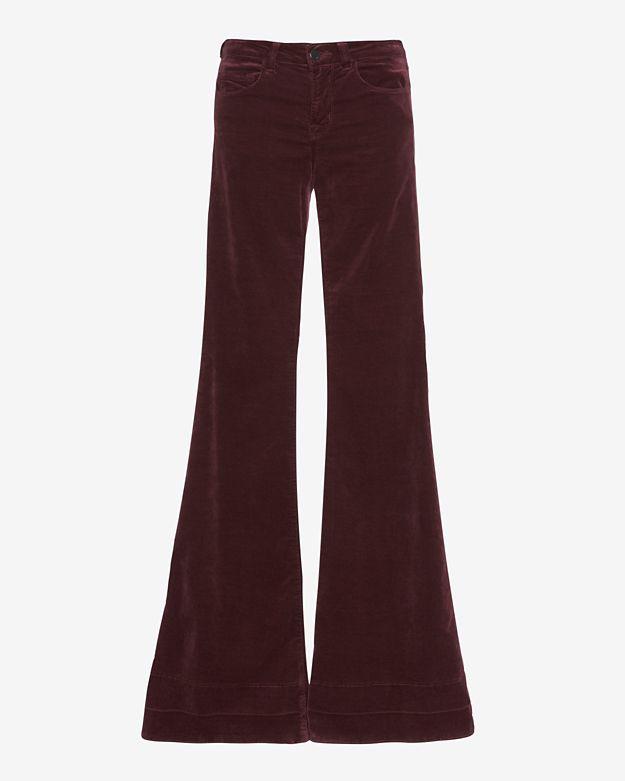 J Brand Mulberry Velvet Kick Flare: Bordeaux