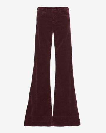 J Brand Mulberry Velvet Kick Flare: Bordeaux