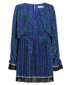 Self-portrait Crescent Printed Cape Blue Mini Dress Blue/green 6