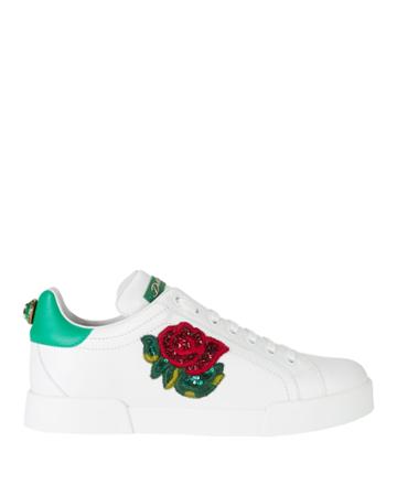 Dolce & Gabanna Shoe Dolce & Gabbana Sequin Floral Low-top Sneakers White 40