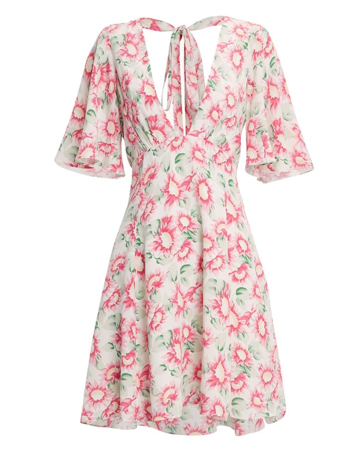 Les Reveries Petal Silk Mini Dress Blush/floral Zero