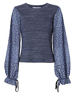 See By Chlo Crochet Sleeve Knit Tee