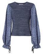 See By Chlo Crochet Sleeve Knit Tee