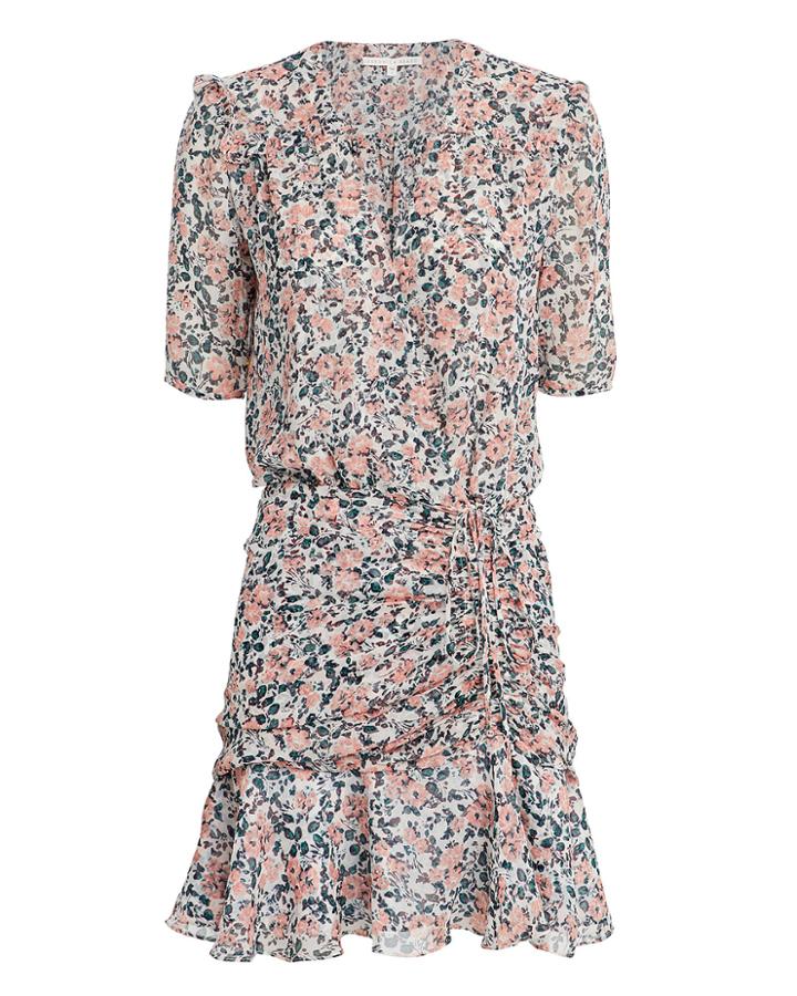 Veronica Beard Dakota Gardenia Mini Dress White/pink Floral 8