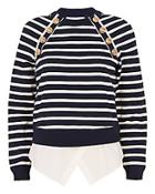 Derek Lam 10 Crosby Striped Sweatshirt With Button Detail