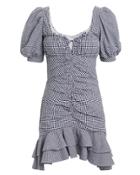 Jonathan Simkhai Oxford Checked Mini Dress Navy Check Zero