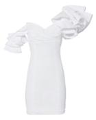 Caroline Constas Ruffled Shoulder Mini Dress White S