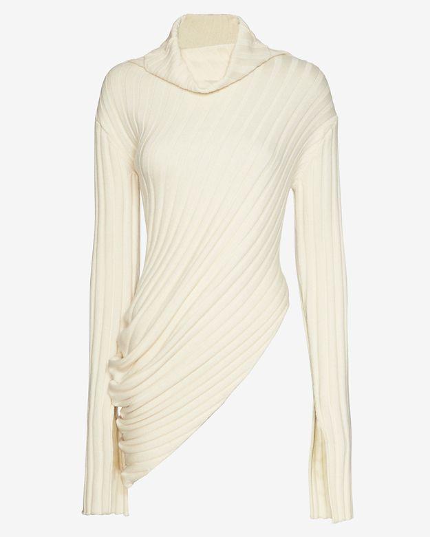Joseph Asymmetric Ribbed Turtleneck