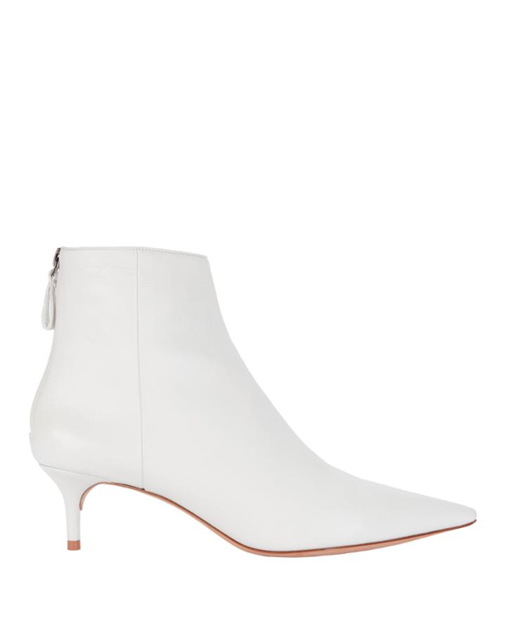 Alexandre Birman White Leather Kitten Booties White 37.5