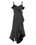 Jonathan Simkhai Speckle Print Asymmetrical Ruffle Dress Black/white 2