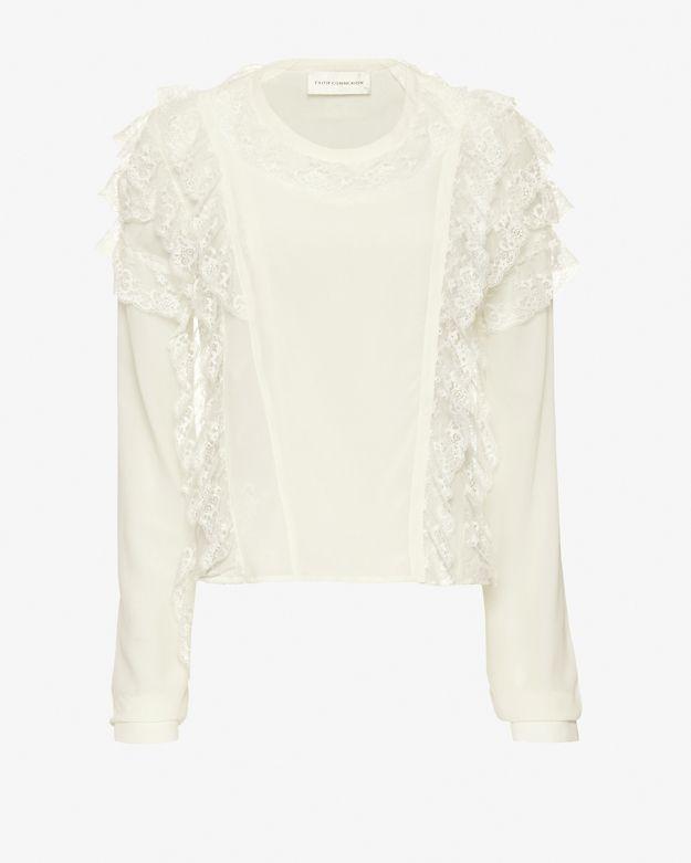 Faith Connexion Ruffled Lace Silk Blouse