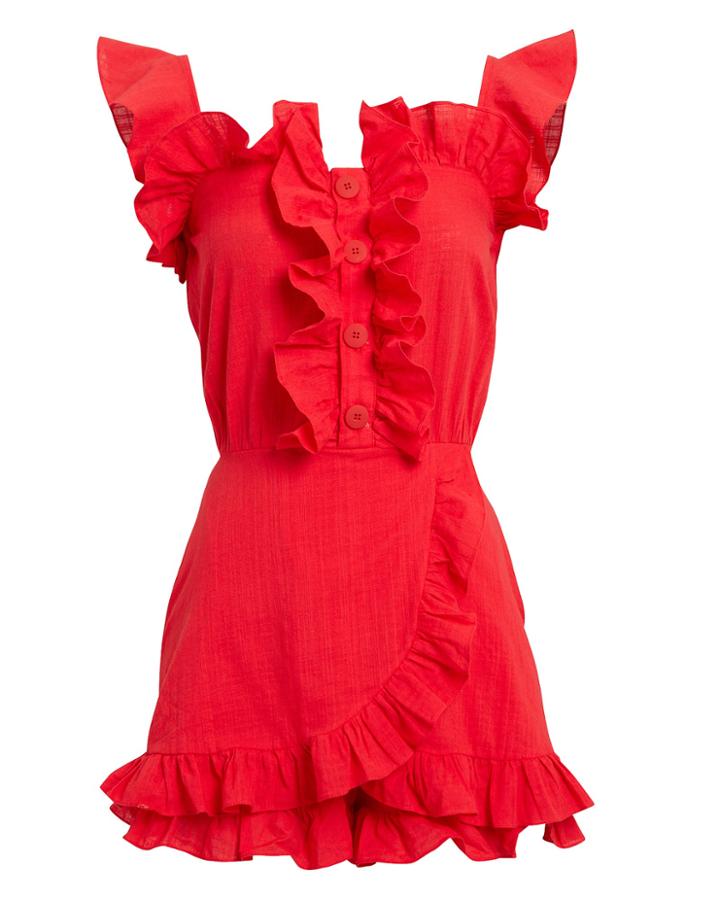 Clube Bossa Follina Red Ruffle Romper Red M