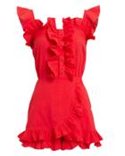 Clube Bossa Follina Red Ruffle Romper Red M