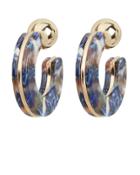 Jardin Jewelry Jardin Geometric Marbled Half Hoop Earrings Blue/gold 1size