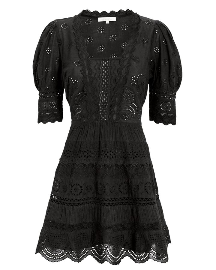 Love Shack Fancy Loveshackfancy Kristen Mini Dress Black Zero