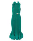 Tibi Pleated Belted Green Dress Green P