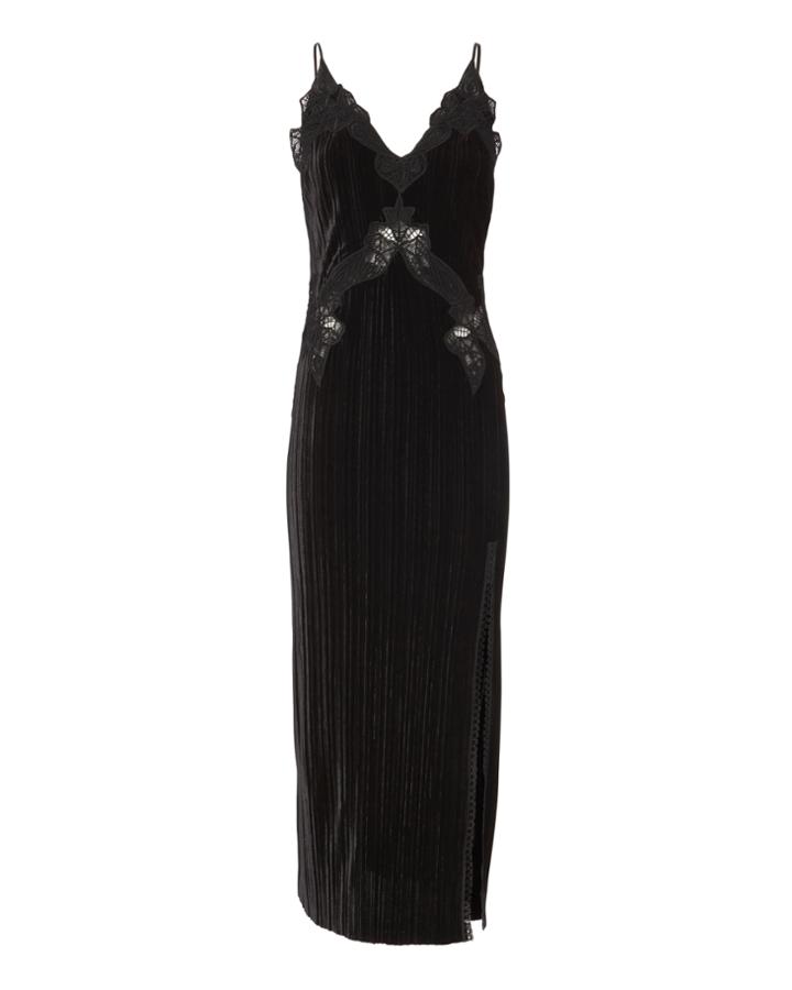 Jonathan Simkhai Velvet Applique Deep V Midi Dress