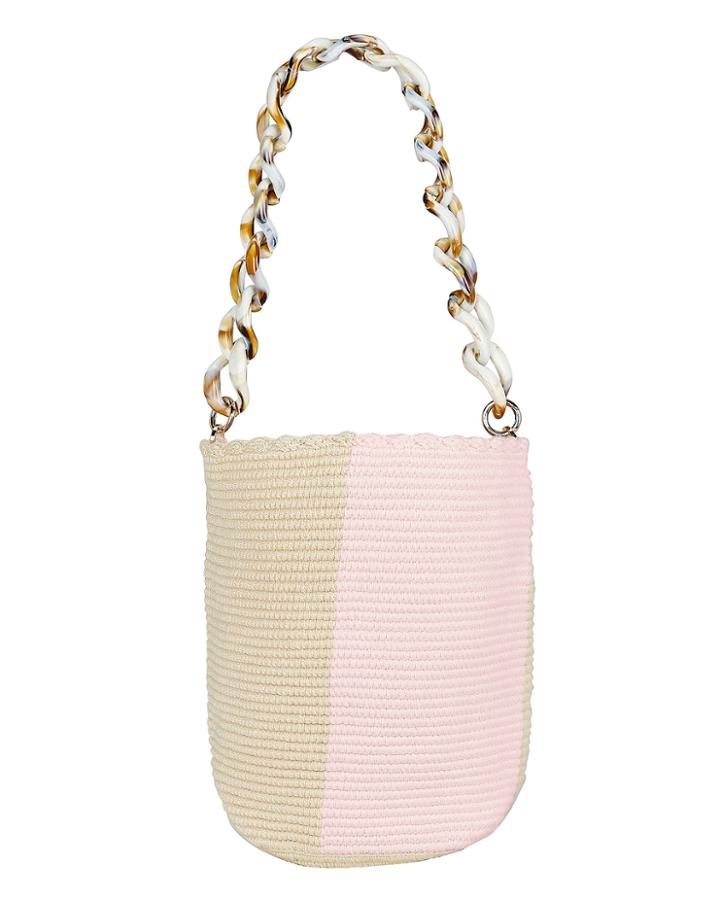 Soraya Hennessy Pastel Midi Bucket Bag Pink/tan 1size