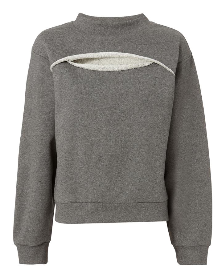 T By Alexander Wang Slit Front Sweatshirt Grey P