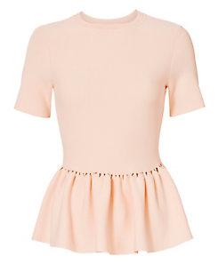 Jonathan Simkhai Slashed Knit Peplum Blush Top