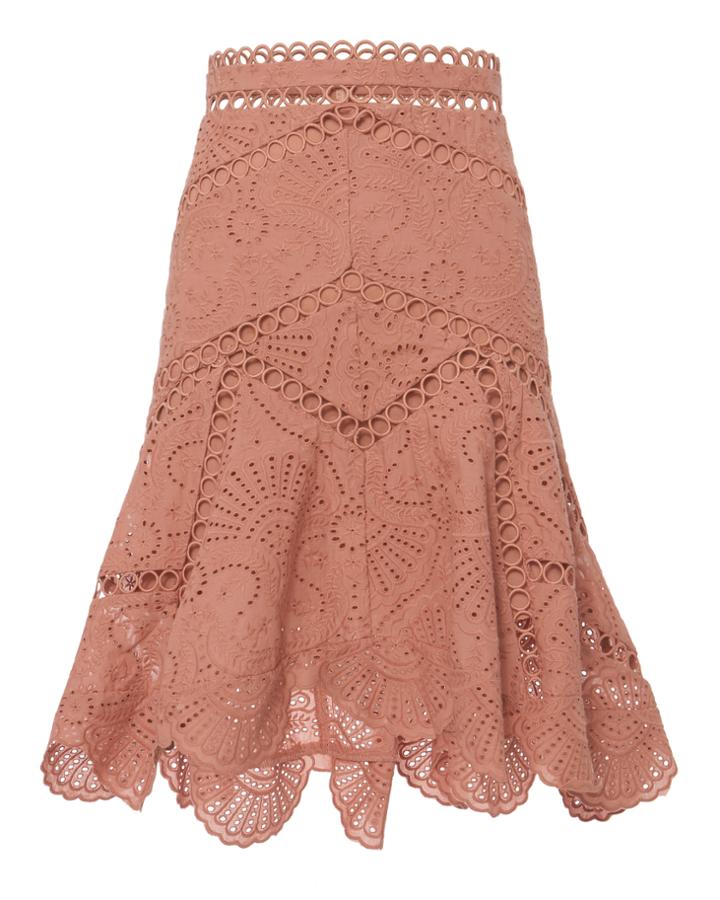 Zimmermann Jasper Fan Skirt Beige/khaki Zero