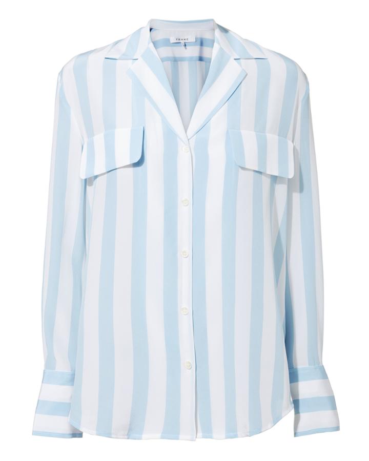Frame Striped Silk Top Multi L