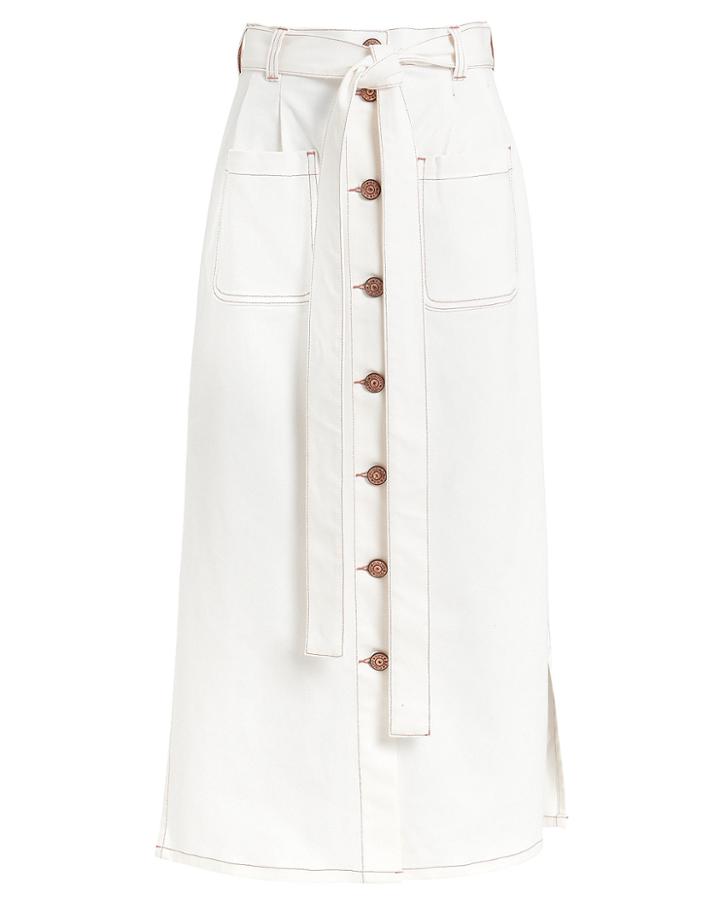 See By Chlo Button Denim Midi Skirt White 36