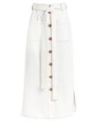 See By Chlo Button Denim Midi Skirt White 36