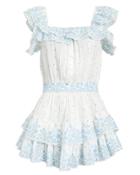 Love Shack Fancy Loveshackfancy Marina Polka Dot Mini Dress White/light Blue M