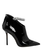Jimmy Choo Blaize Crystal Strap Patent Leather Booties Black 37