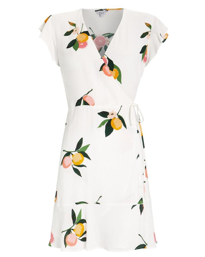 Rails Leanne Silk Wrap Dress Ivory/grapefruit P