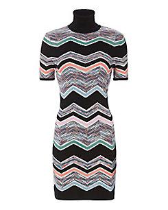 Missoni Zig Zag Short Sleeved Turtleneck Dress