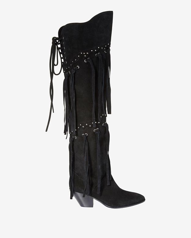 Giuseppe Zanotti Studded Fringe Suede Knee High Boots