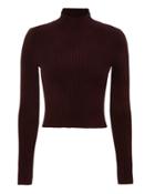 Exclusive For Intermix Intermix Cropped Ribbed Sweater Purple-drk L