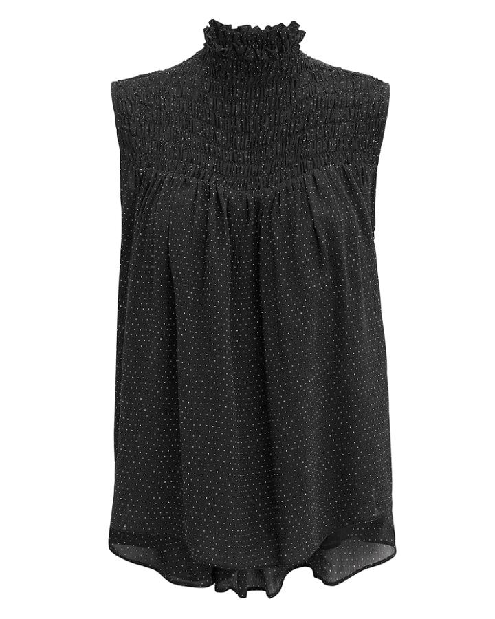 Frame Smocked Polka Dot Blouse Black/white Polka Dot L