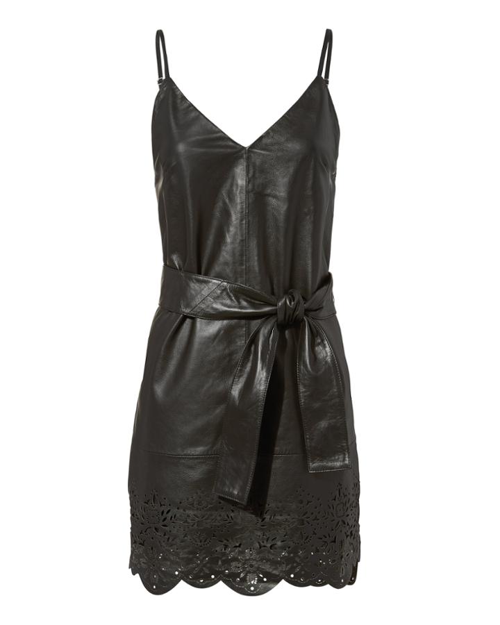 Marissa Webb Bristol Eyelet Leather Dress Black M