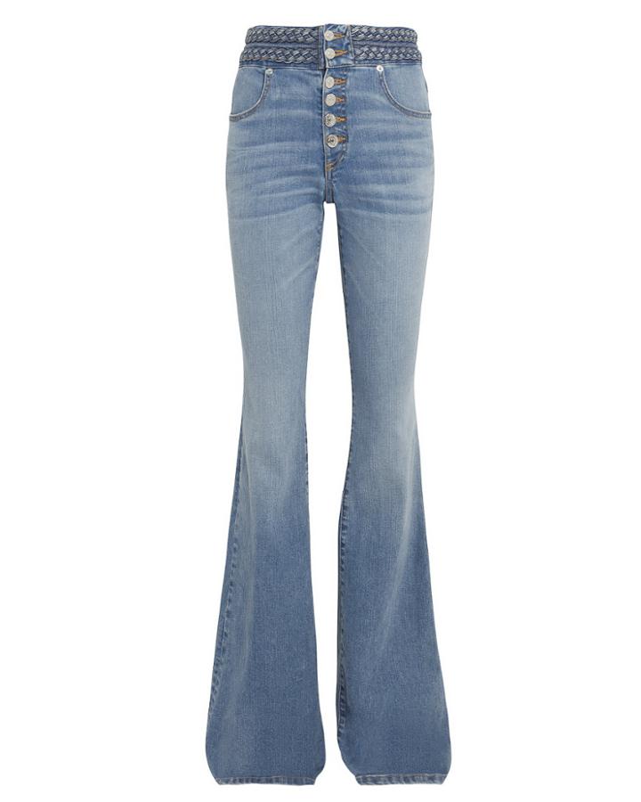 Veronica Beard Beverly Braided Flare Jeans Denim-lt 26