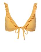 Solid & Striped Milly Ruffle Bikini Top Yellow M