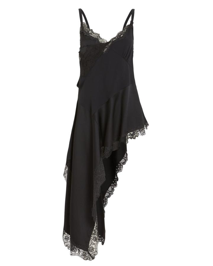 Monse Satin Asymmetric Nglige Lace Camisole Black Zero