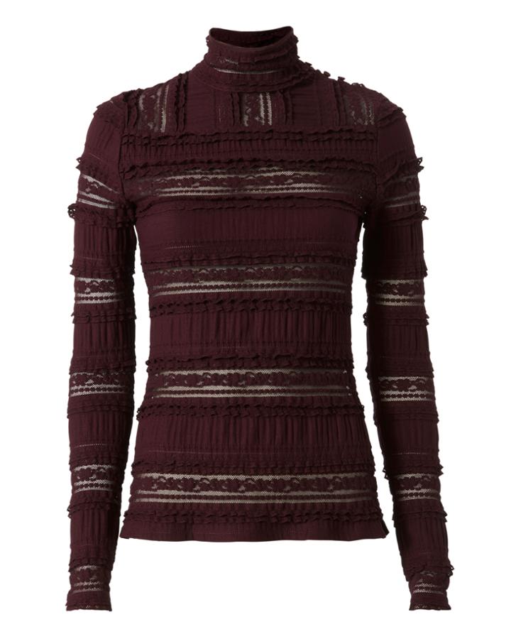 Cinq Ã  Sept Vino Mock Neck Lace Top