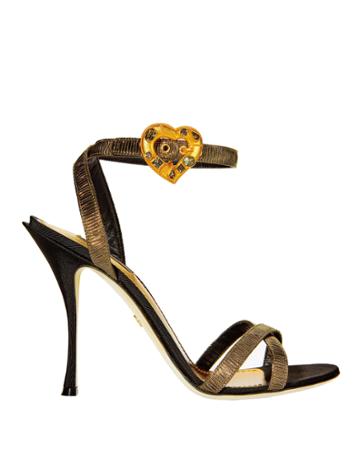 Dolce & Gabanna Dolce & Gabbana Heart Buckle Lurex Sandals Gold 37