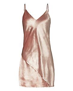 Fleur Du Mal Platinum Rose Velvet Mini Slip Dress